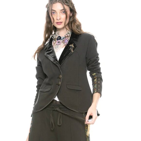 Colonel Jacket - Dressy boho knit/velvet blazer - Picture 2 of 7